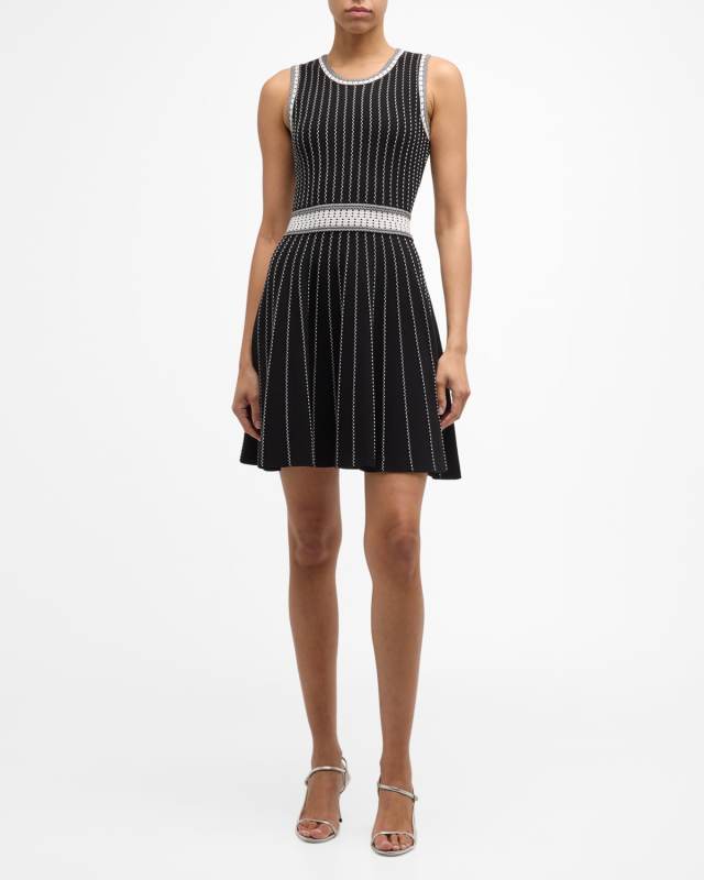 Sleeveless Striped Knit Mini Dress